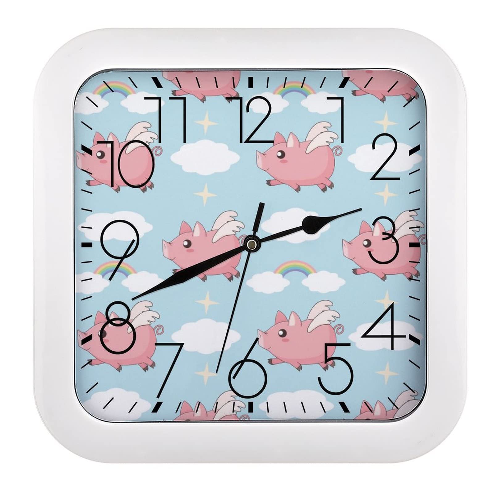 Pendule murale silencieuse Cochon Volant 26cm pour rester concentré au bureau