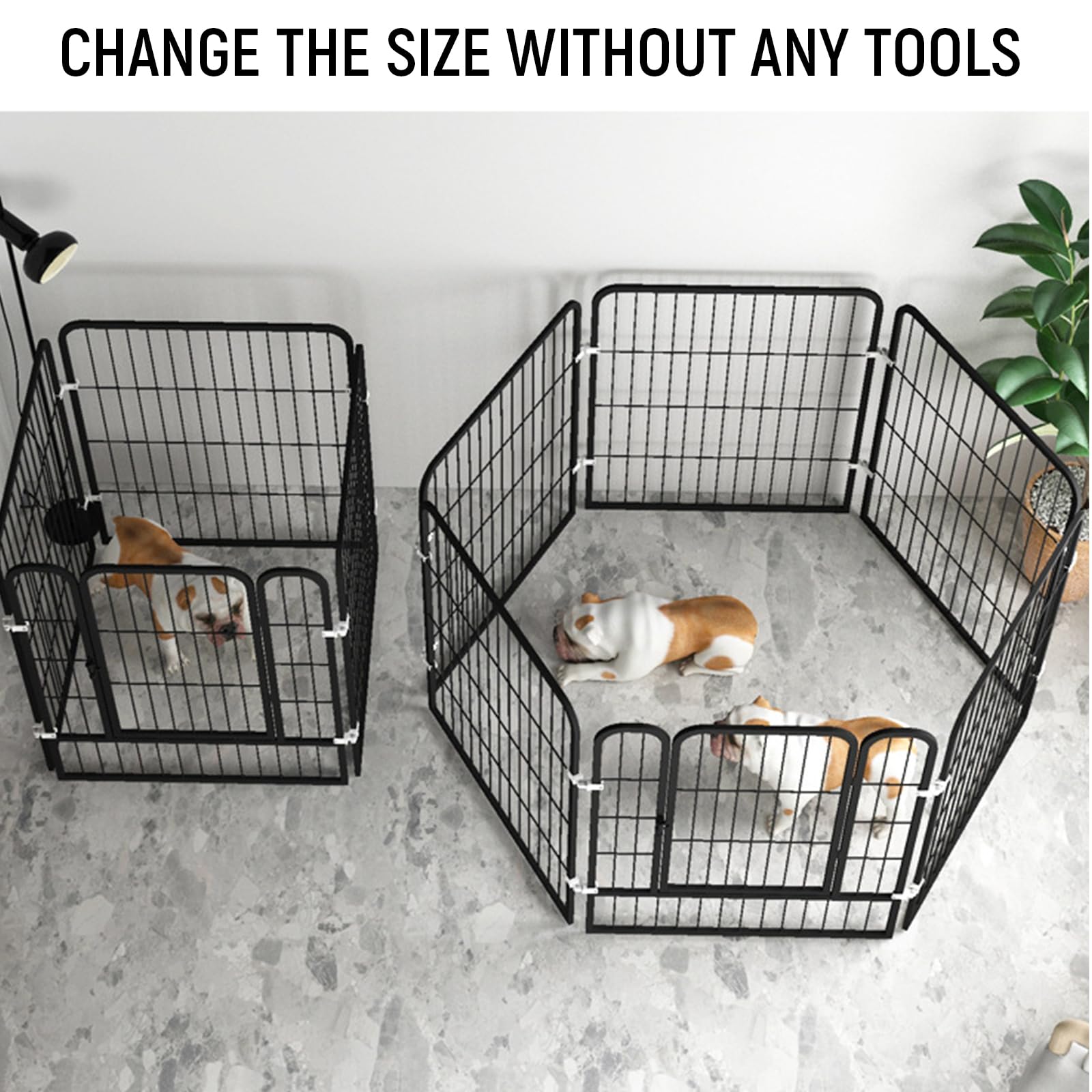 Parque De Juegos para Perros 6 Paneles Valla Metálica para Mascotas con Puerta Y Pestillo Parque para Perros para Jardín Patio Exterior Cachorros Conejos Y Mascotas,Blanca,120x60x60cm