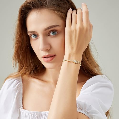 Miniatura 9 de Hamsa Bracelet Evil Eye Bracelets,18K Gold Plated Adjustable Silver Fatima Hamsa Hand Evil Eye Protection Bracelet for Women(hamsa-silver)