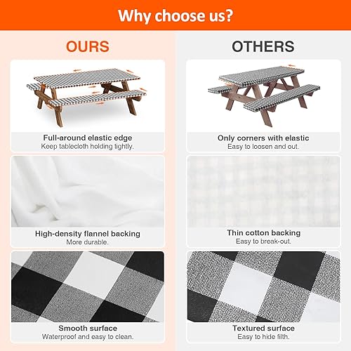 Miniatura 6 de KENOBEE Funda para mesa y banco de picnic de 6 pies, equipo de campamento Essentials, equipo de caravana, 72 pulgadas, impermeable, resistente al