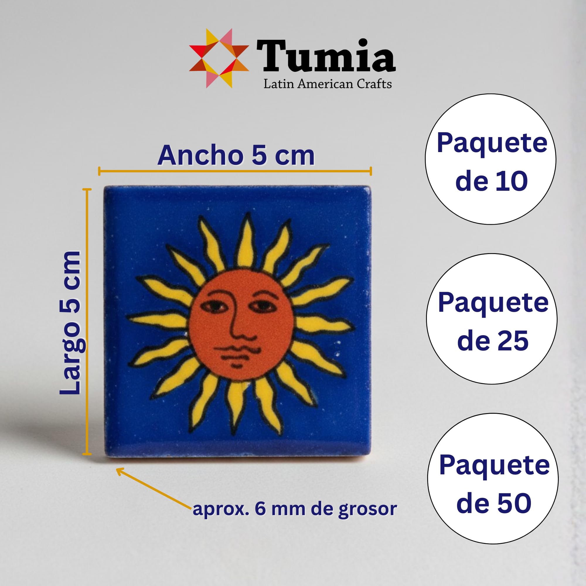 Tumia LAC - Azulejos Talavera Mexicanos Artesanales Estilo Sierra - Ceramica para Manualidades y Salpicadero Cocina Bano - Azulejo individual