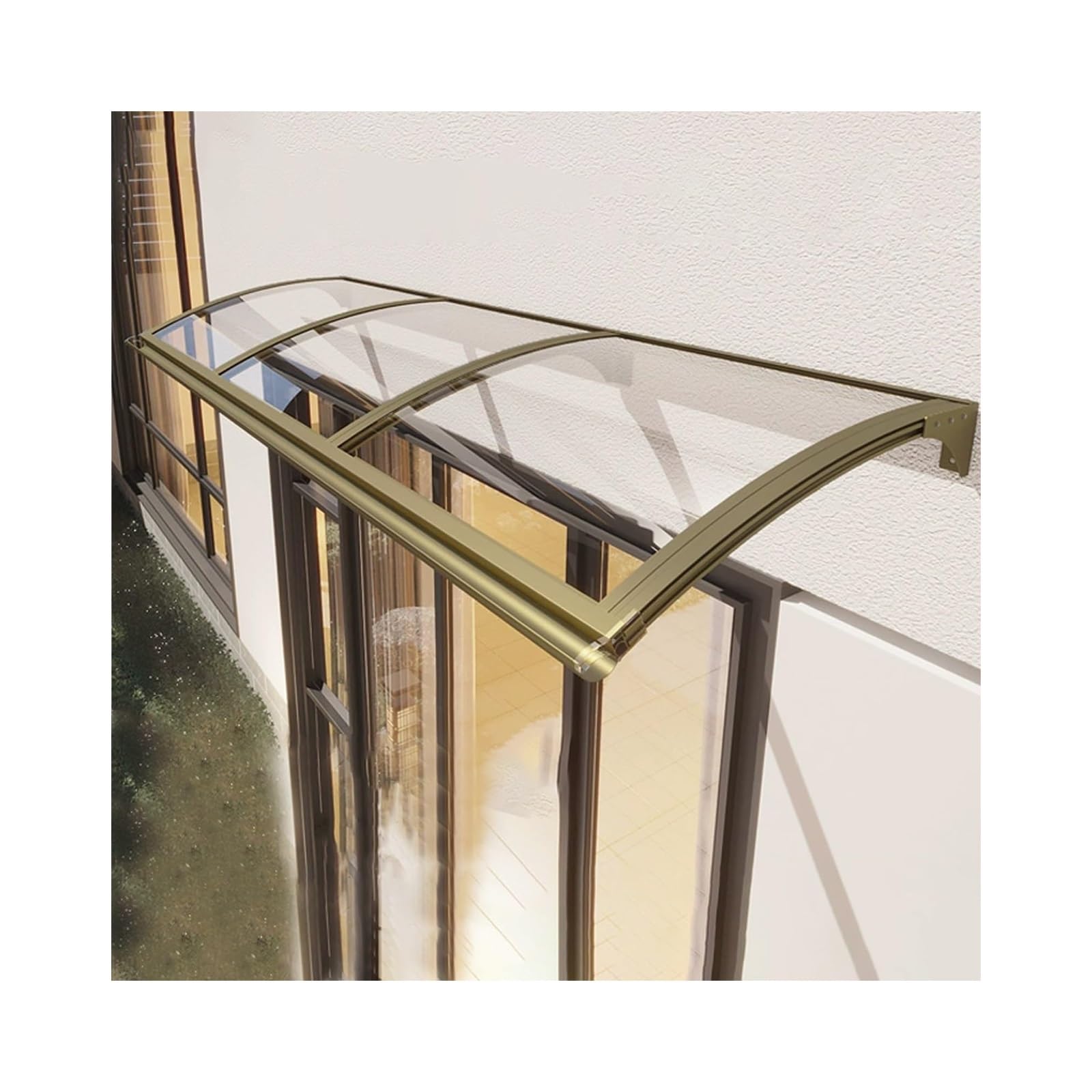 GJZQDKX Large Polycarbonate Window Awning with Gutter - Rain Shelter for Porch & Patio Quiet Entryway Cover 65 x 210 cm Weatherproof Protection for Home Entry