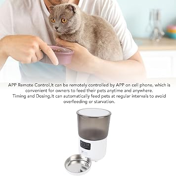 Automatic Pet Feeder, 4L Timed Pet Feeder with APP Smart Alerts for Cats and Dogs, USB Wireless Dog Cat Food Dispenser, Granary Pet Feeder for Cats & Dogs (White)