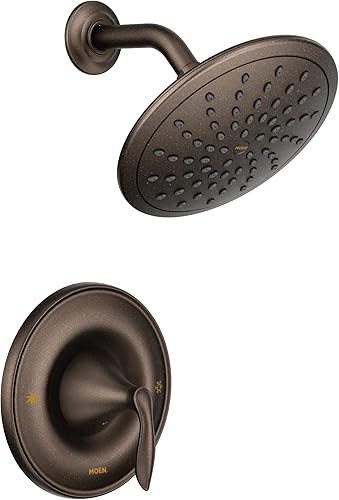 Moen Grifo de ducha Posi-Temp de bronce aceitado Eva con cabezal de ducha de lluvia de rendimiento ecológico, requiere válvula, T2232EPORB
