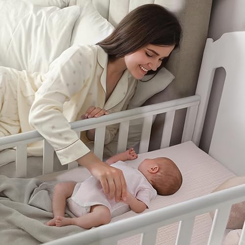 Miniatura 8 de lulumoon Sábanas ajustadas para minicuna de muselina Sábanas ajustadas de algodón suave para colchón de minicuna para niños y niñas, 2 paquetes