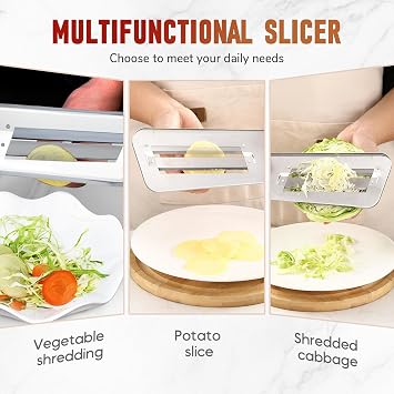 Multifunctional Vegetable Cutter, 2025 Upgraded Stainless Steel Double-layer Slicer, Cabbage Slicer Shredder, Stainless Steel Vegetable Cutter (1, Black Red)
