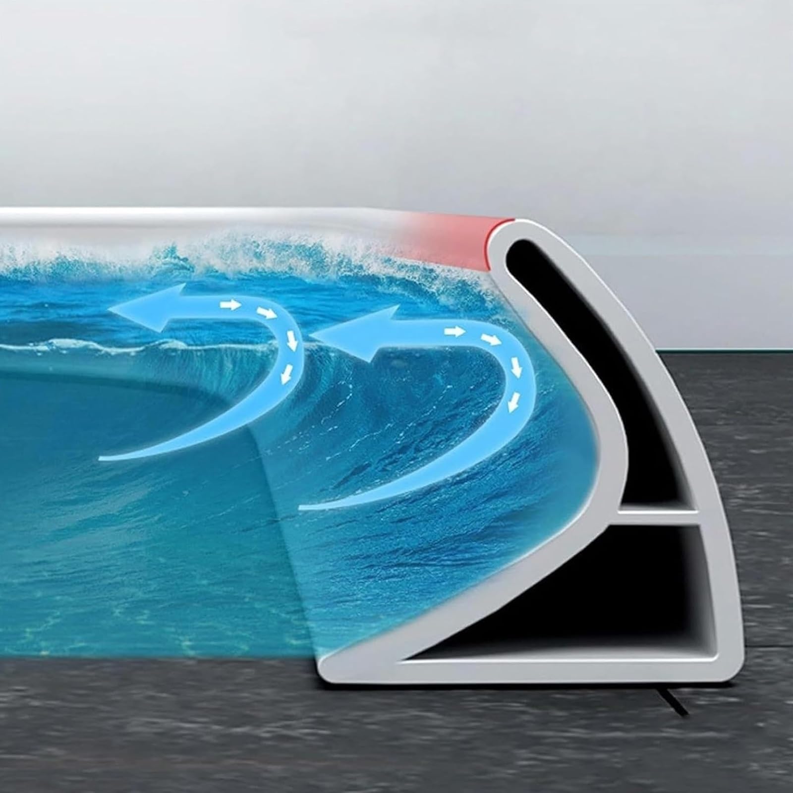 Barrera de agua de silicona con sistema de retención para baño