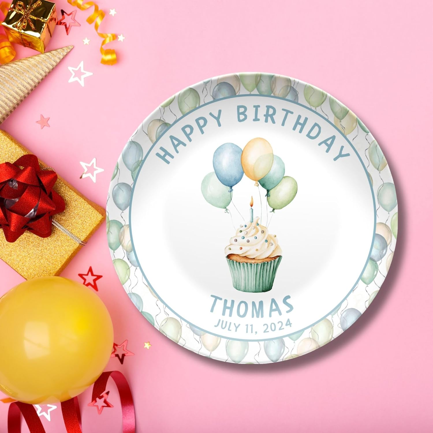 Personalized Birthday Plate - First Party Keepsake - Boys Celebration - Kids Smash Cake Dish - Unique Decorations