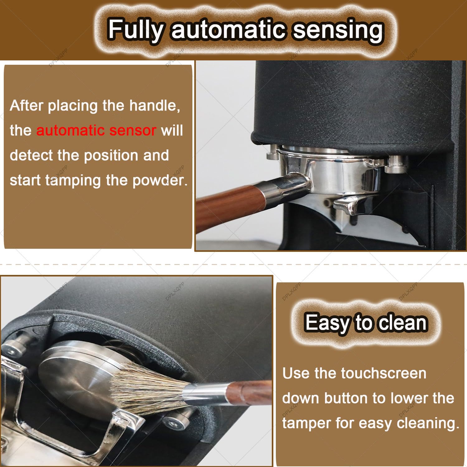 Tamper eléctrico de café automático de 58 mm con empuje de 1200 N y soporte ajustable para barras de café de alto volumen