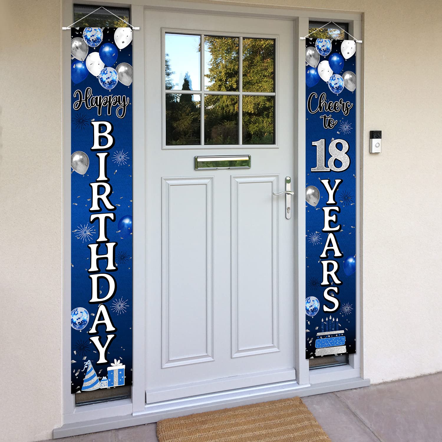 Nelbiirth Happy 18th Birthday Decorations Kit - Large Blue & Silver Backdrop Banner, Balloons, Party Supplies - View #13