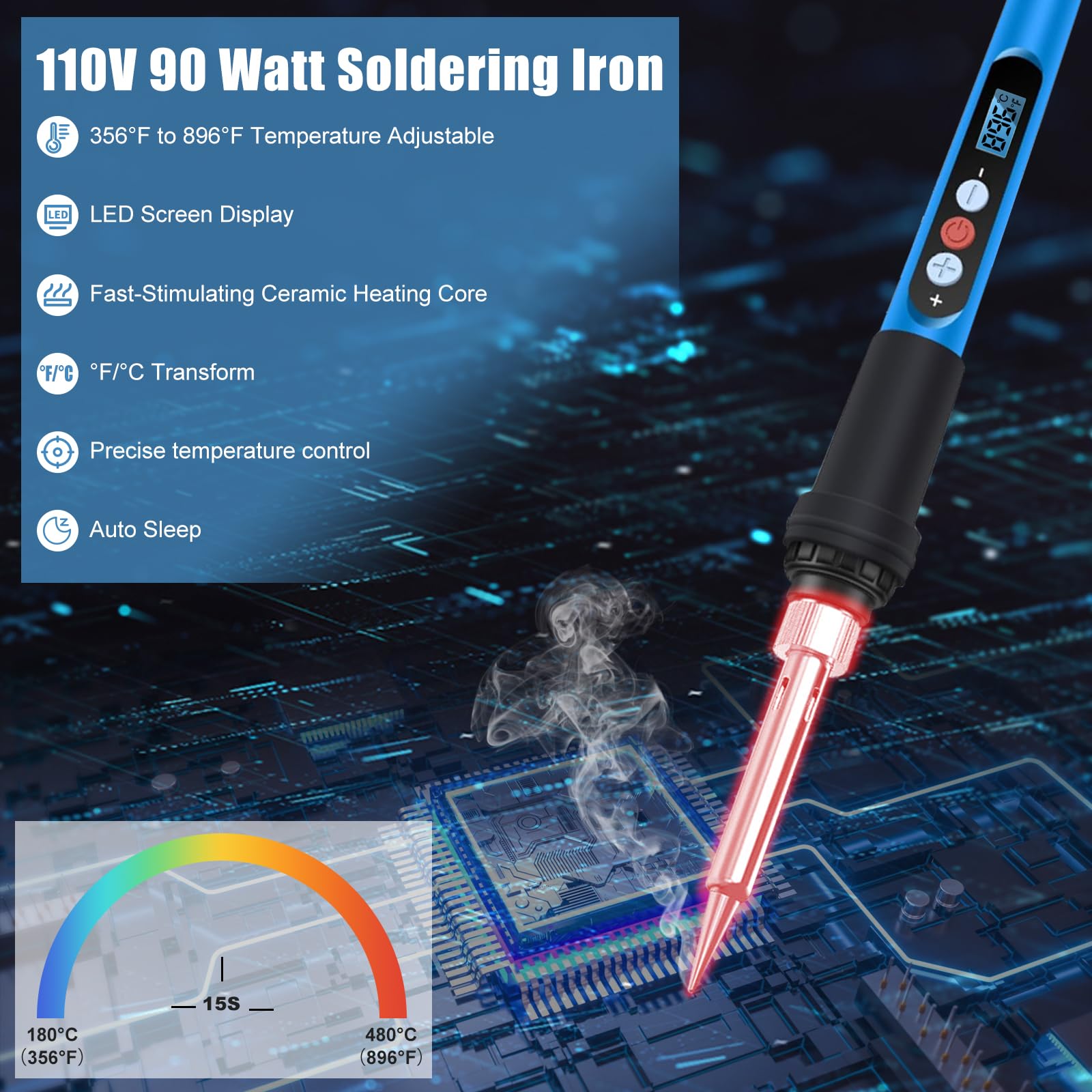 Soldering Iron Kit,90W Digital Soldering Gun kits with Ceramic Heater — Amazon image 2