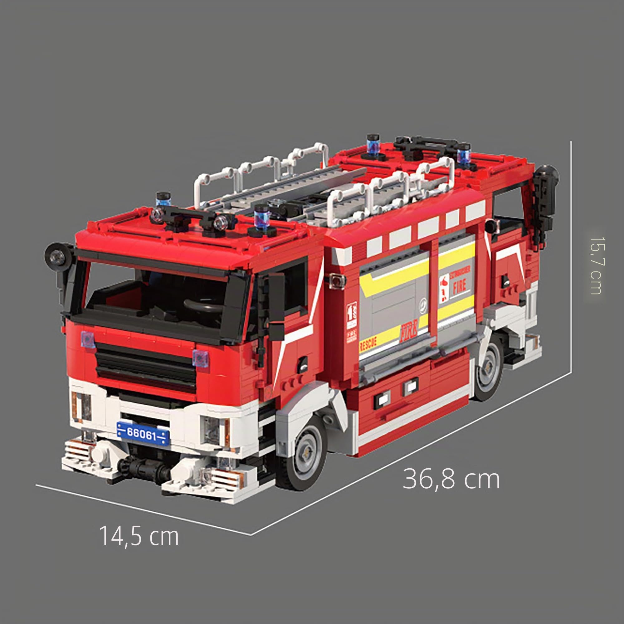 Technik City Feuerwehrauto Bausteine, 2712 Teile Rettungs Feuerwehrauto Modellbausatz, MOC Fahrzeuge Modell Spielzeug, Spielzeug für Erwachsene und Jugendliche ab 16 Jahren