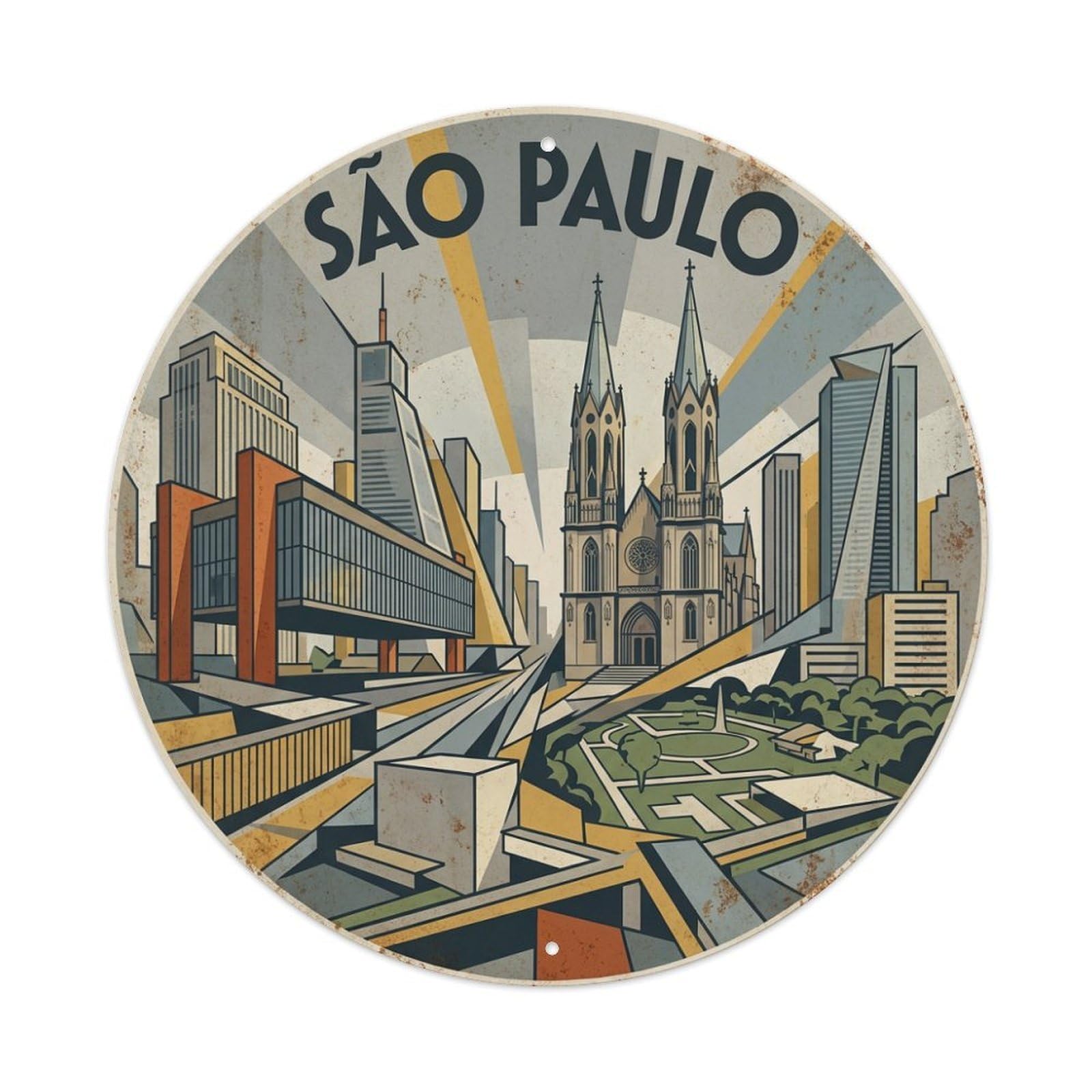 Retro Travel Brazil Sao Paulo Metal Tin Sign