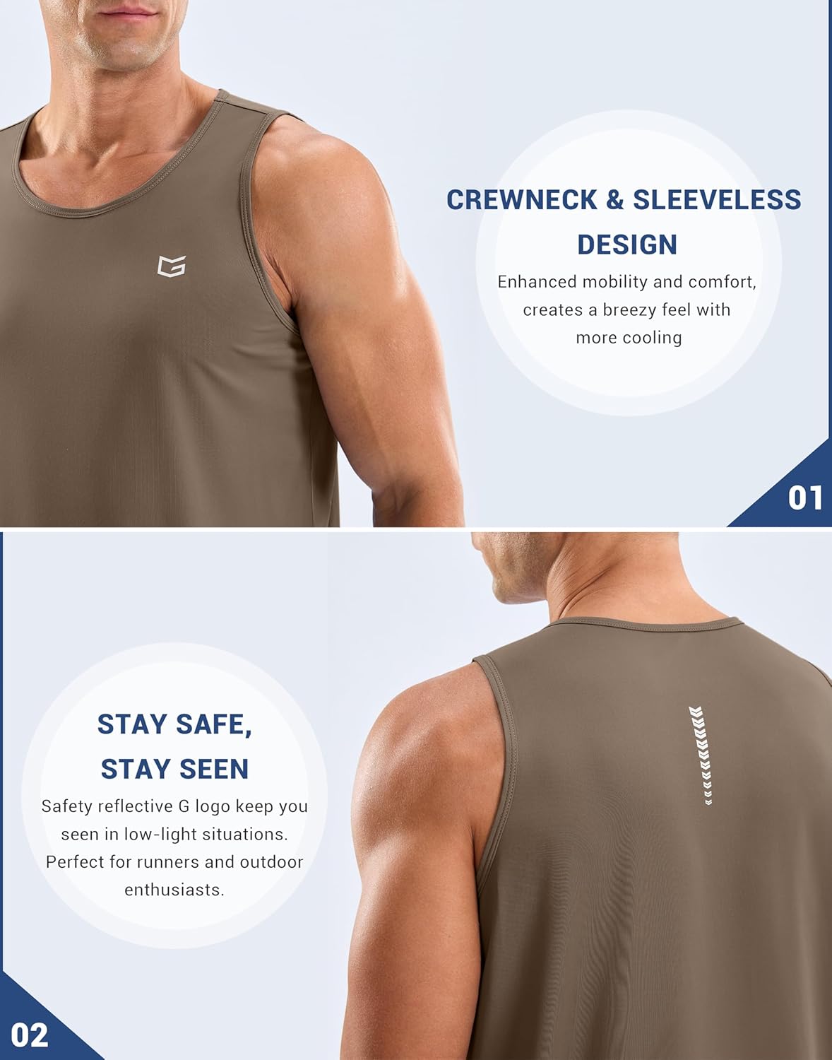 G Gradual Men's Workout Tank Tops Sleeveless Muscle Shirts Summer UPF 50+ Quick Dry Shirts for Men Athletic Running Gym - Image 6