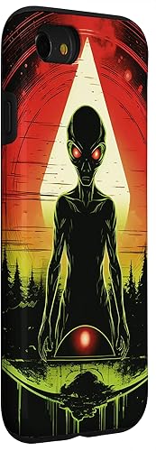 Miniatura 33 de iPhone 14 Pro Max Cute Green Alien Head UFO Space Face Alien Case