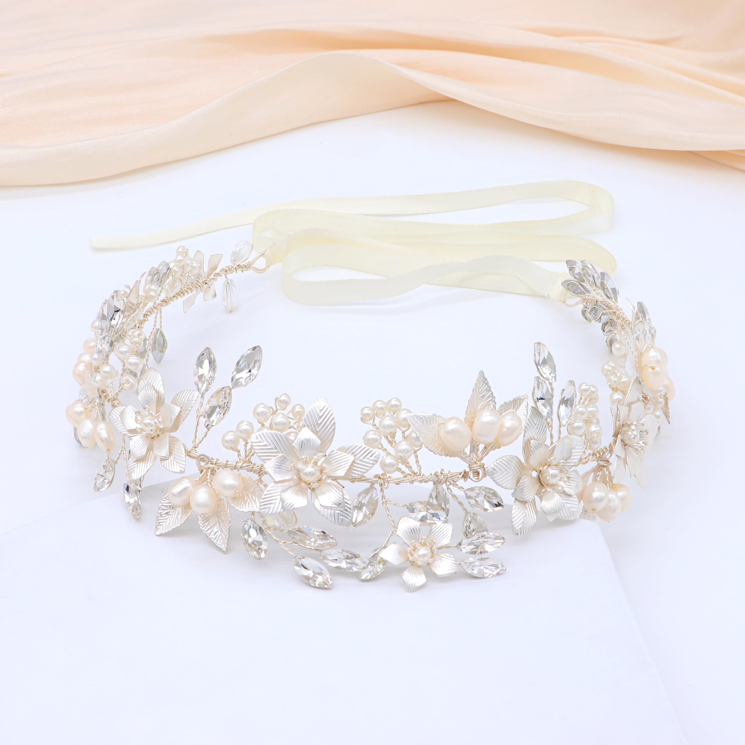 1 Uds. De Diademas Vintage Con Perlas Y Hojas Para... - Grandado