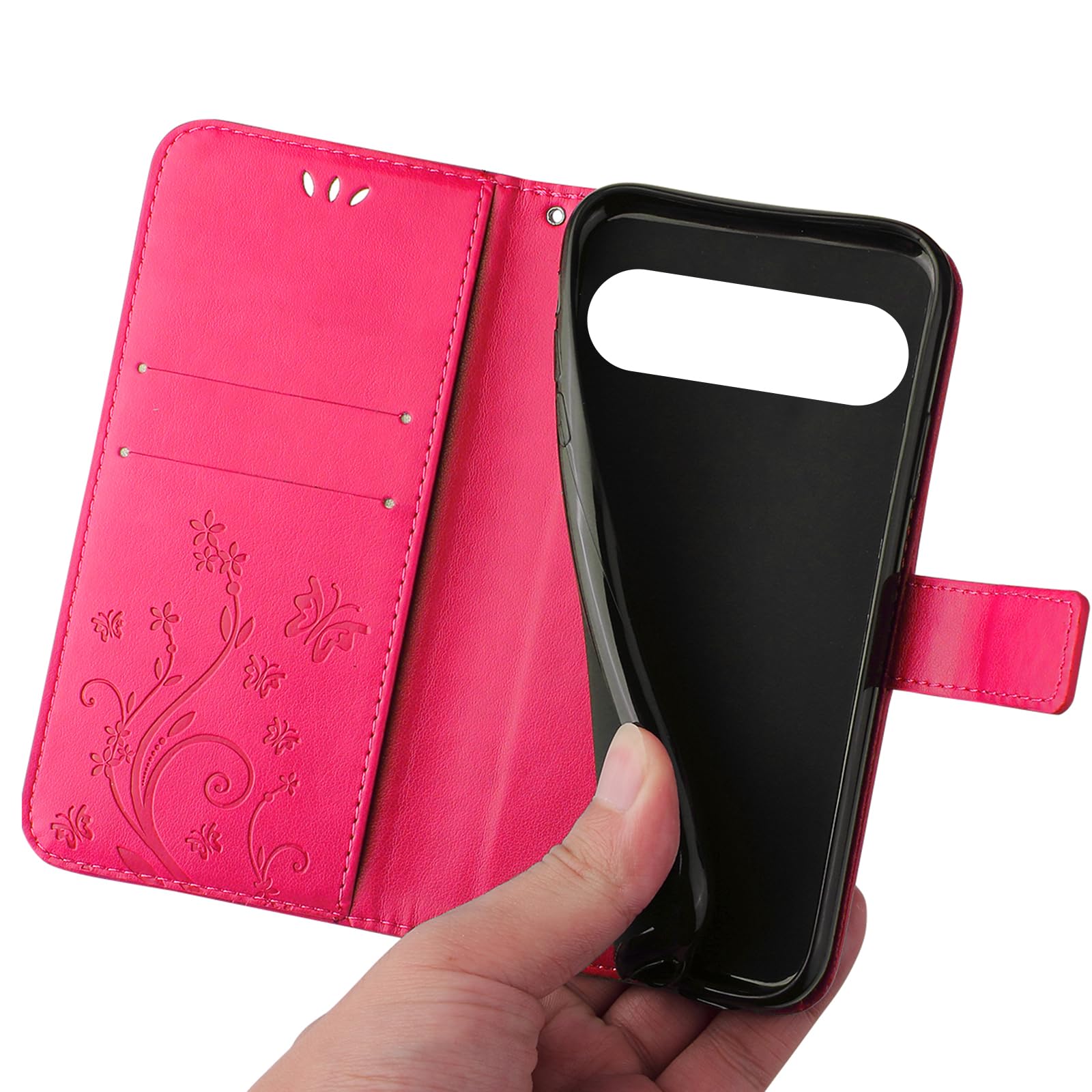 Magnet-Flipcase Für Google Pixel 9/9 Pro – Mit Blumen-Schmetterling-Design, Standfunktion & Rundumschutz