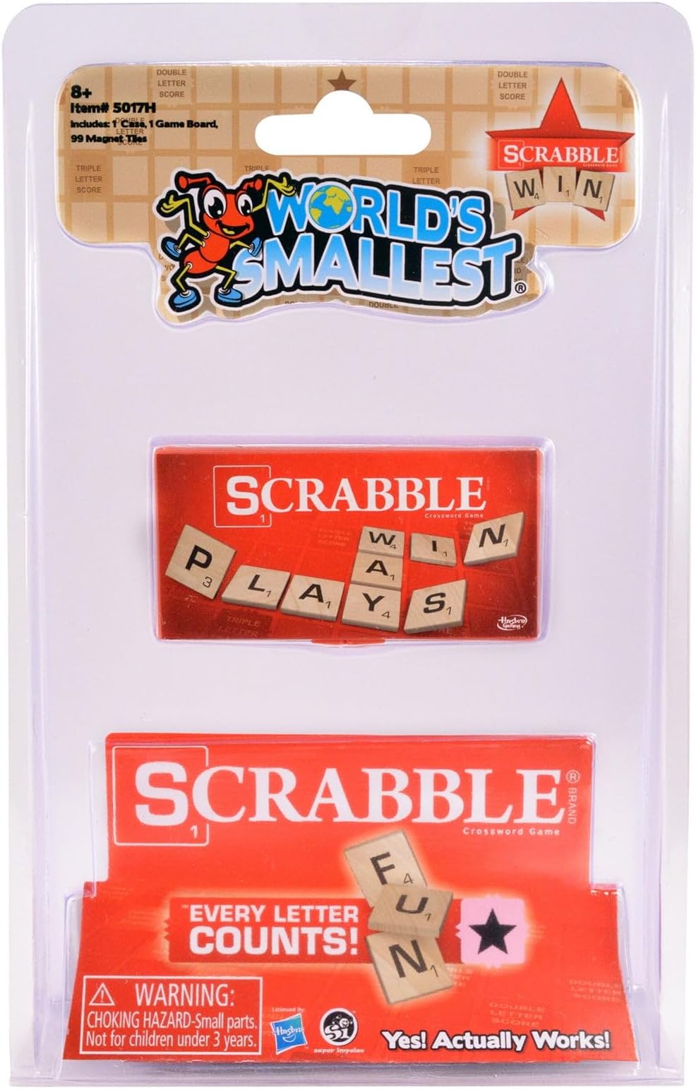 World's Smallest Scrabble, Miniature Magnetic Board, 98 Letters, 5 Blank Tiles & Portable Case, Family Game, Classic Scrabble Game, Perfect for Stocking Stuffers, Easter Gifts, Party Favors, Ages 8+