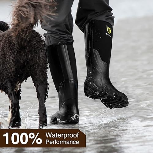 Miniatura 2 de TIDEWE Botas de goma para hombres, multitemporada, botas de lluvia impermeables con vástago de acero, botas de caza de goma duradera de 0.236