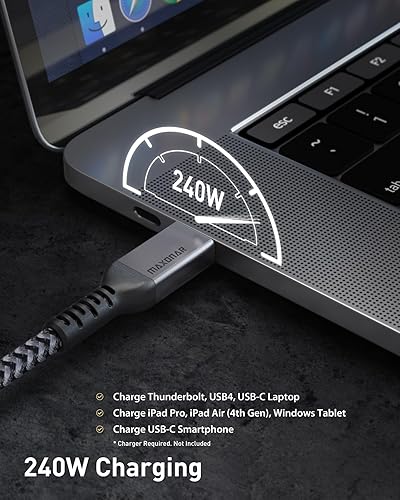 Miniatura 6 de Paquete de 2 cables Thunderbolt 4 de 4 pies con carga de 40 Gbps100 W y compatible con 8K con monitor Thunderbolt 43, estaciones de acoplamiento y