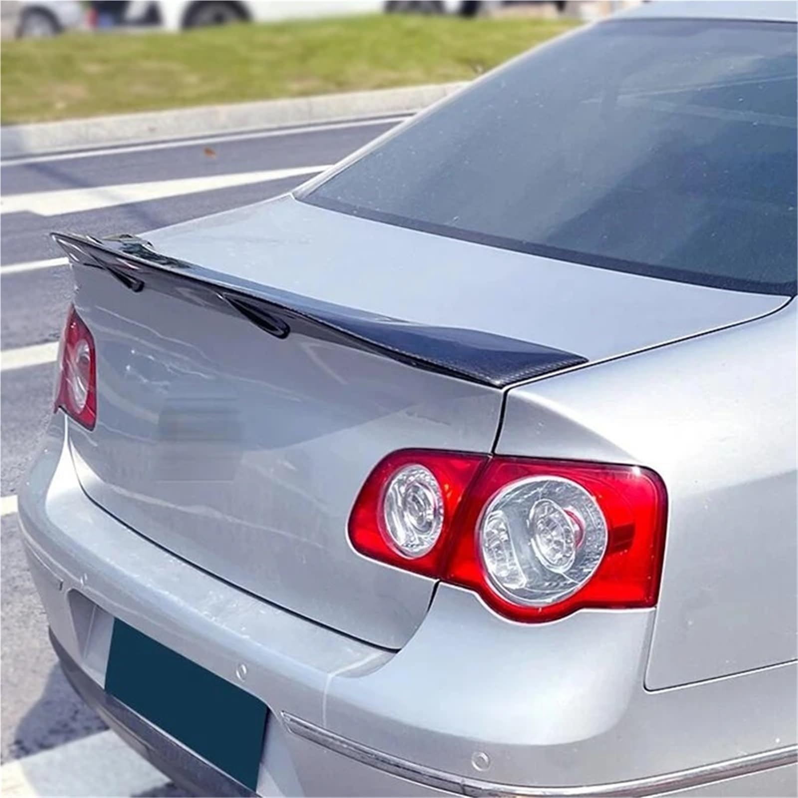 Kompatybilny z Volkswagen Passat B6 2005-2010 Spoiler z włókna węglowego Auto tylne skrzydło bagażnika typ R Ducktail wargi akcesoria(True carbon fiber)