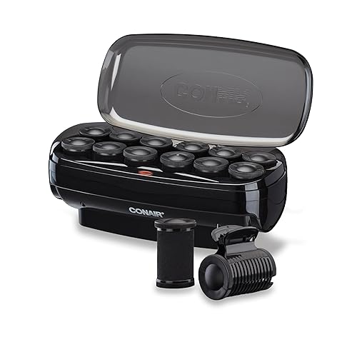 Conair Rodillos calientes de cerámica de 1 12 pulgadas, súper clips incluidos, crea rizos grandes y flexibles, color negro, exclusivo de Tienda