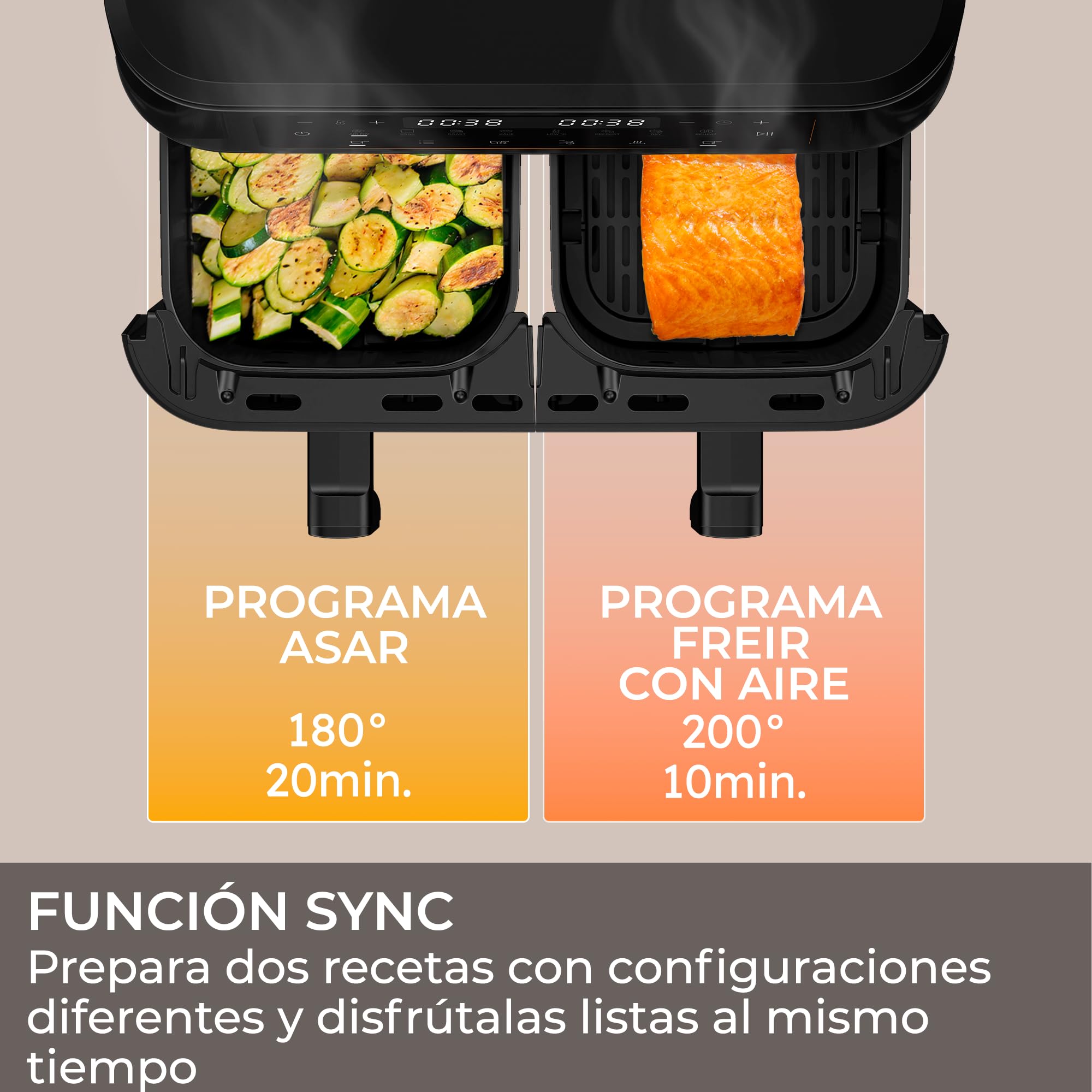Haier Frytkownica na gorące powietrze, 2 komory, 11 l, Airfryer, 8 w 1: smażenie, grillowanie, pieczenie, suszenie, podgrzewanie, rozmrażanie, powolne gotowanie, funkcja synchronizacji, powłoka