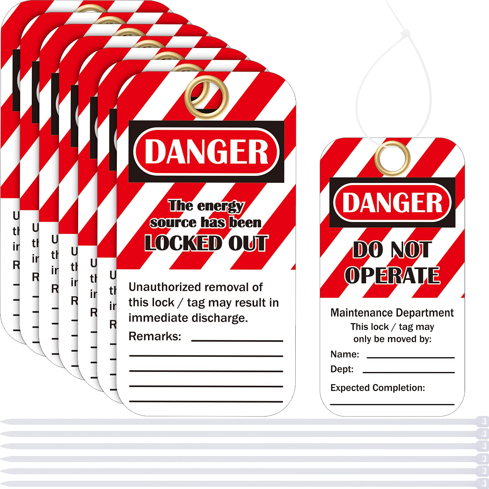 Buy 36 Pieces Lockout Tagout Tags with 50 Pieces Nylon Zip Ties Danger