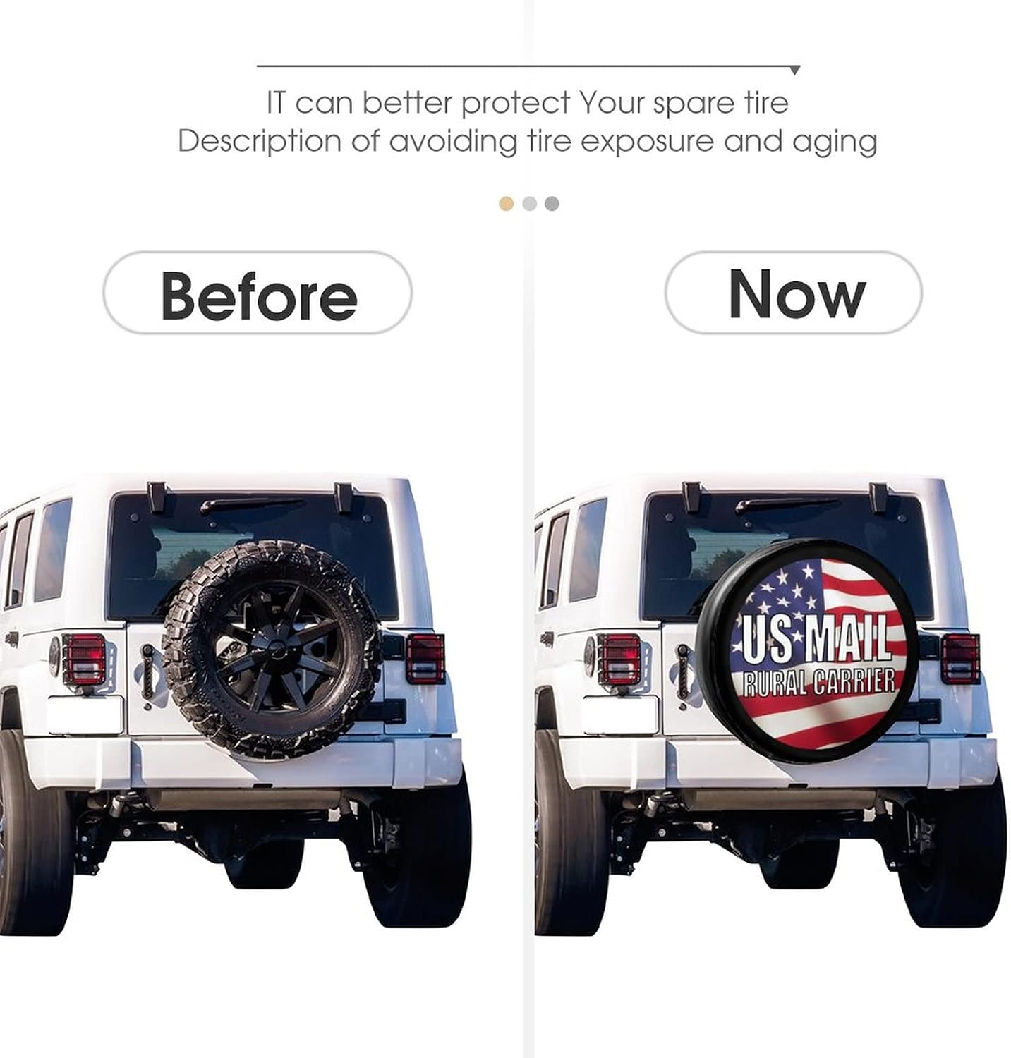 US Mail Rural Carrier Spare Tire Cover PU Leather Wheel Tire Cover Fit Trailer, RV, SUV and Many Vehicle 17inch