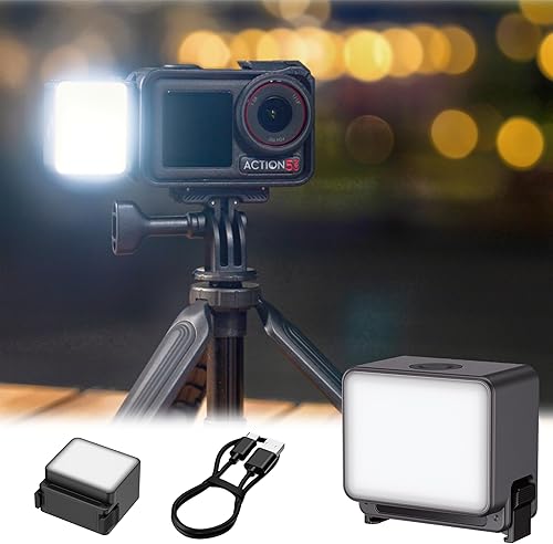 JJC Luz auxiliar magnética para DJI Osmo Action 5 Pro 4 3, mini luz de video LED recargable, para grabación de vlog selfie, luz impermeable IPX5