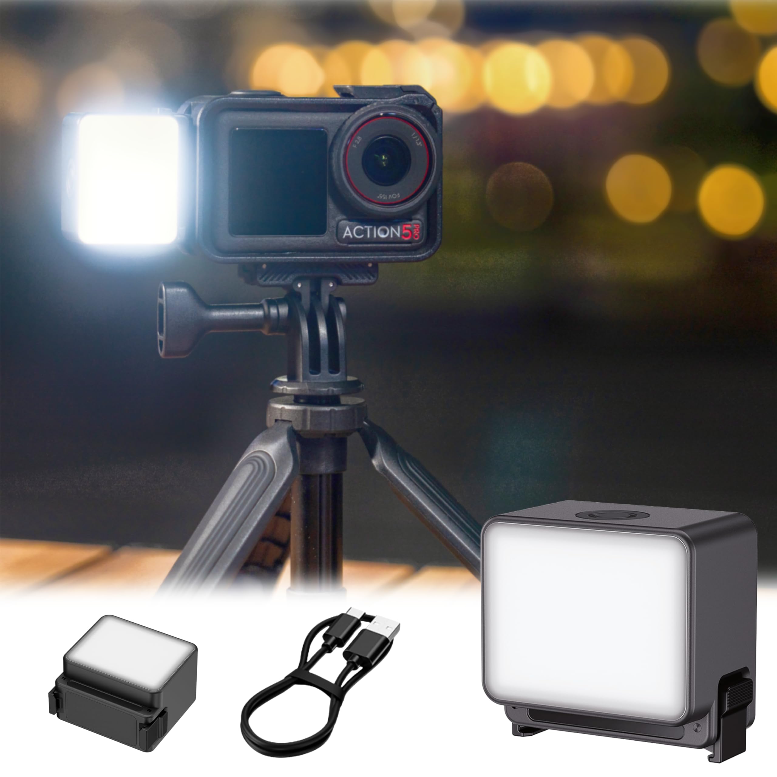 Magnetic LED Light for DJI Osmo Action 5Pro 4 3,IPX5 Waterproof,SOS Mode