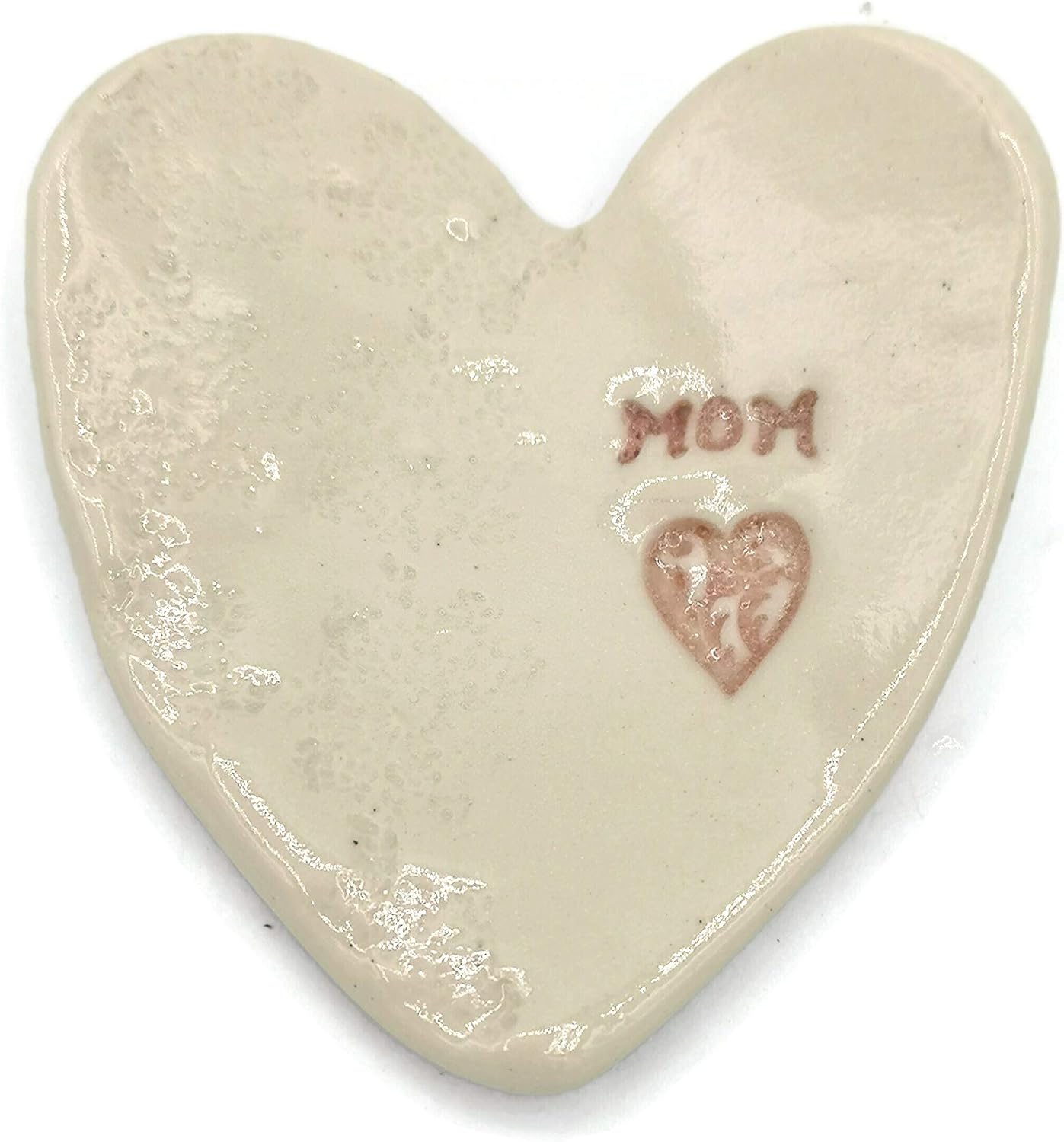 Small Heart Bowl Ceramic Trinket Dish, Handmade Ring Plate for Mom image 2