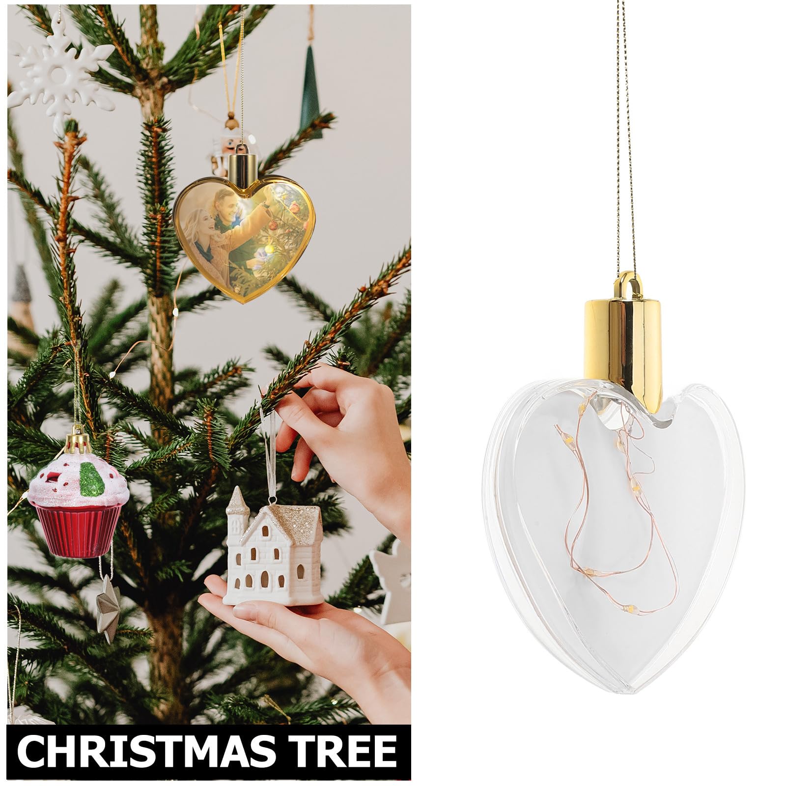 NUOBESTY 5 Juegos Adorno Navideño LED en Forma de Corazón para