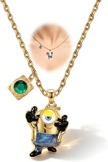 OUFER | Minions James Pendant Necklace 18K Gold Plated CZ Necklace for Women Men