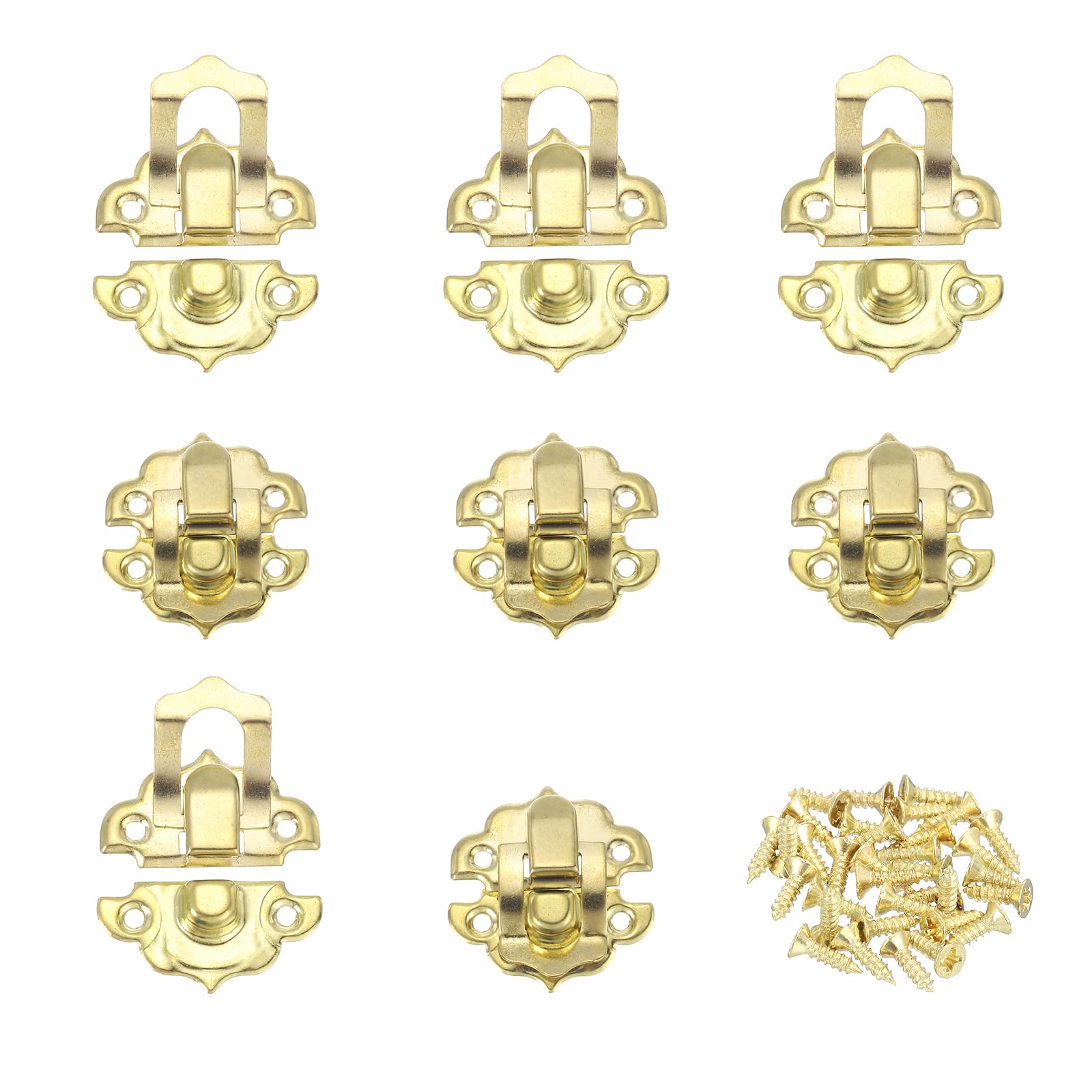 PATIKIL Small Metal Box Toggle Latch, 8Pcs 29 x 30mm Vintage Hasp Latch Lock Buckle Hardware with Mounting Screw for Wood Jewelry Cabinet Toolbox Ordinary Box, Yellow