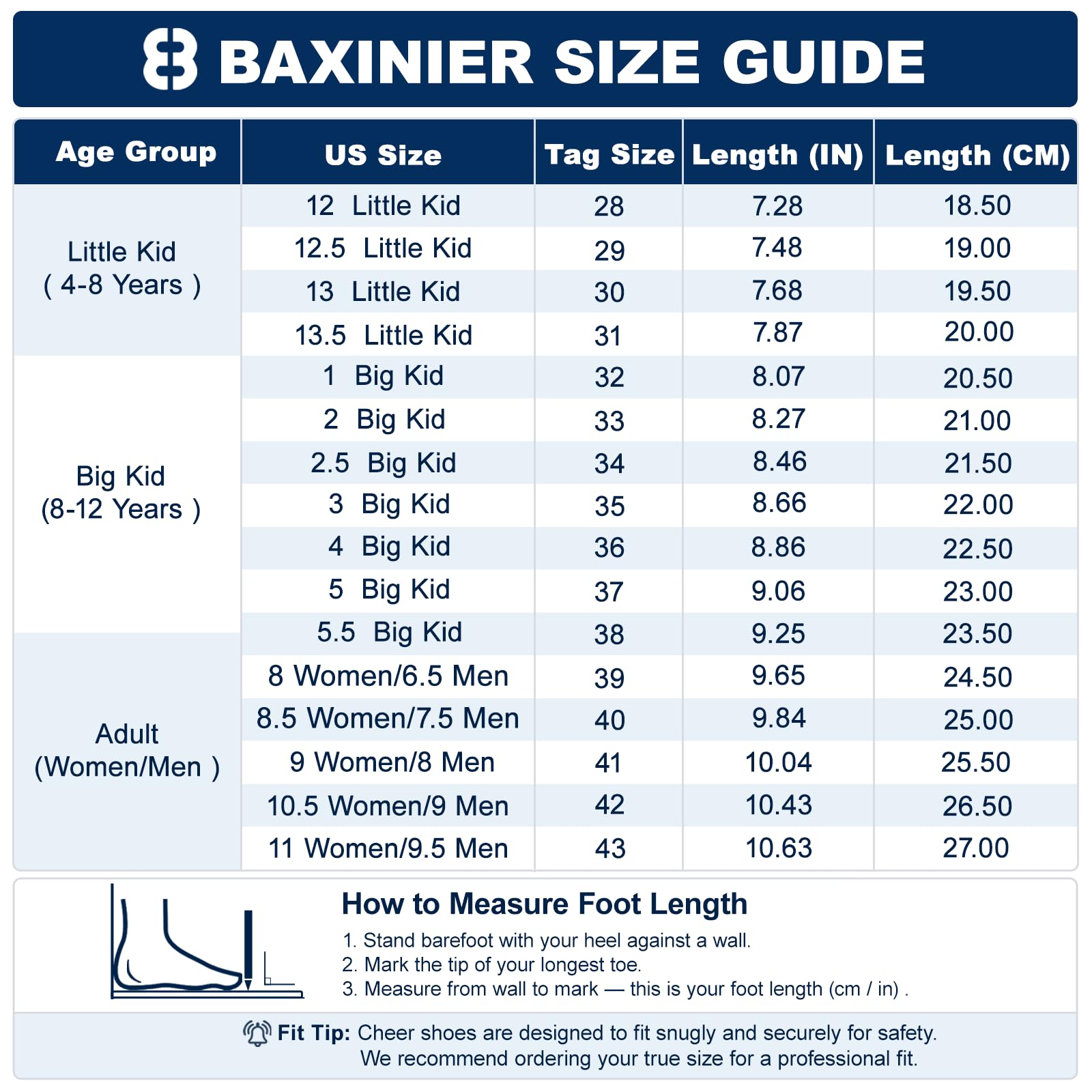 BAXINIER Cheerleading-Schuhe für Mädchen, weiß, Jugend Cheer, Wettkampf-Sneaker, athletisches Training, Tanz, Tennisschuhe