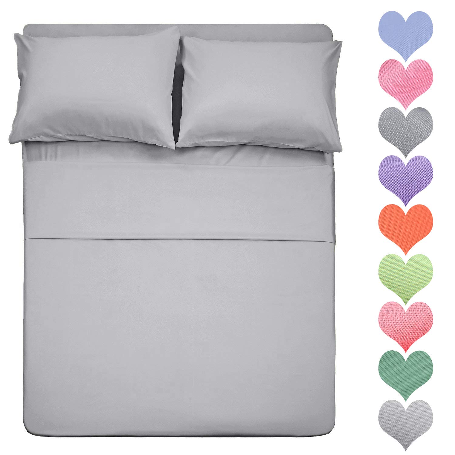 Best Season 400 Thread Count Cotton Queen Size Sheet Set (Silver Gray Color) 4 Piece - 100% Long Staple Cotton Sheets Set, Soft Cotton Bed Sheets Sets with Deep Pocket fit Upto 16 inch