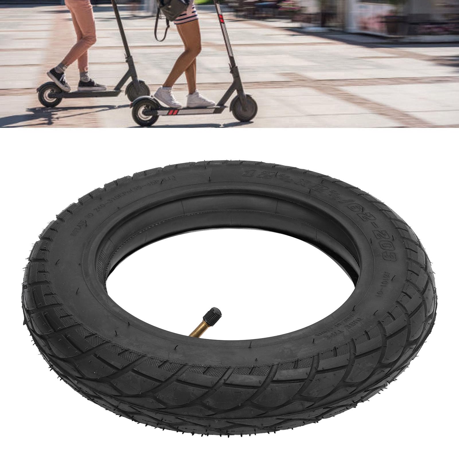 Pneu de Scooter électrique 12 1/2x2 1/4 62 203 Pneu de Remplacement de Roues Gonflables de Scooter électrique en Caoutchouc pour la Plupart des Scooters à Roues de 12 Pouces