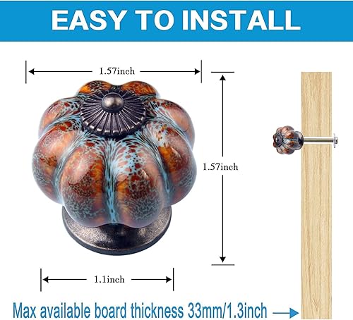 Miniatura 5 de OLAYA Perillas de armario, manijas de cajón, manijas de gabinete, pomos de cerámica, pomos de calabaza retro y elegantes, manijas de cajón de