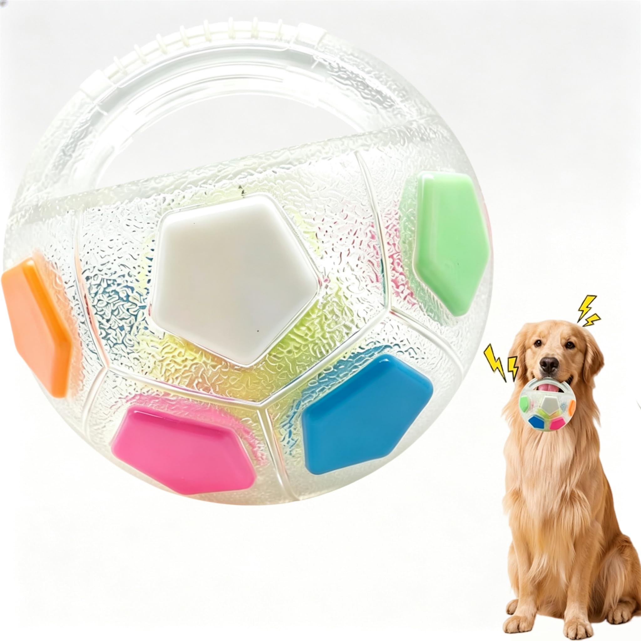 FARDEER Dog Ball,Ball-in-Ball Design with Inner Tennis Ball, Robust Dog Football Toy for Strong Chewers,Dog Ball with Handle, Indestructible Large Rugby Ball-5.1 in