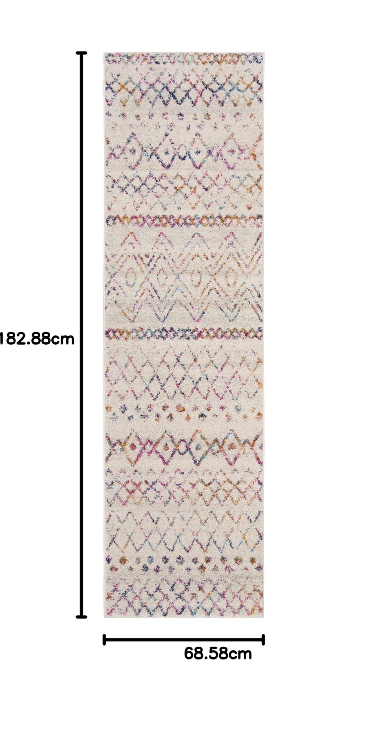 Safavieh Boho Teppich für Wohnzimmer, Esszimmer, Schlafzimmer - Madison Collection, Kurzer Flor, Elfenbein und Fuchsia, 80 x 180 cm