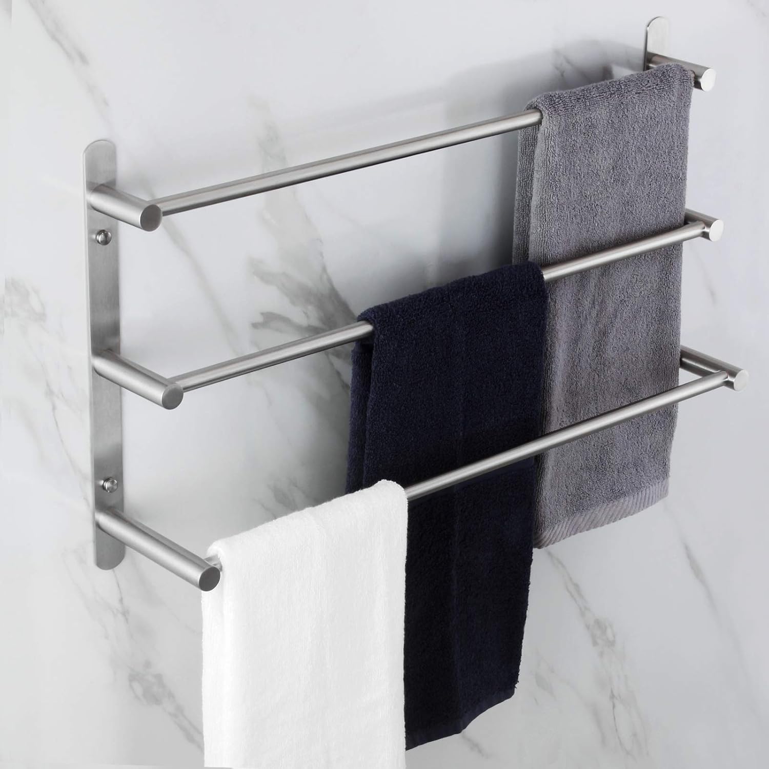 KOKOSIRI Bath Towel Bars Matte Black Bathroom 3-Tiers Ladder Towel Rails Wall Mounted Towels Shelves Rack Stainless Steel, B5002BK: Kitchen & Dining