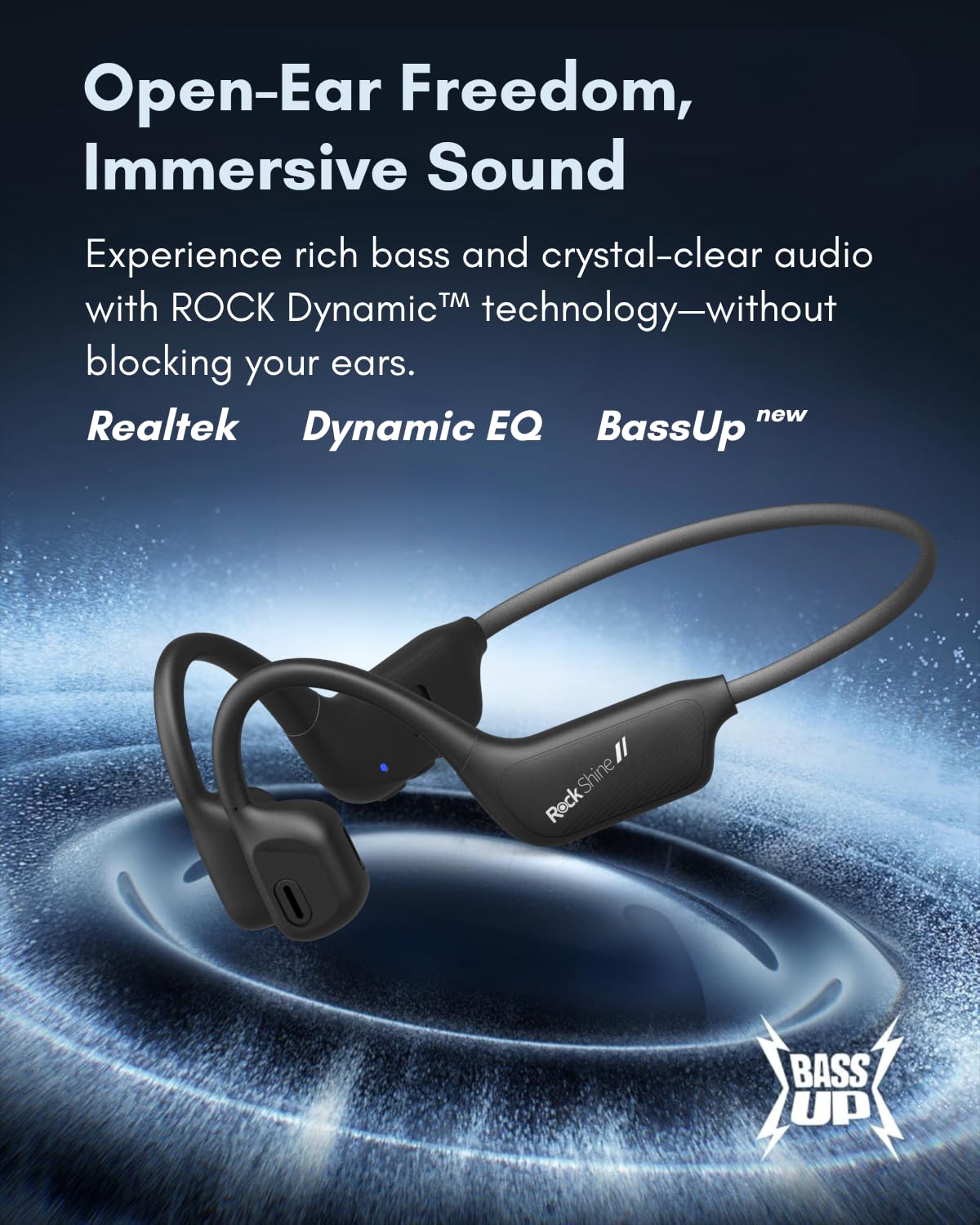 R1 - Cuffie sportive aperte con Bluetooth 5.3, design con gancio per l'orecchio, leggere e confortevoli, impermeabili IPX5, fino a 12 ore di riproduzione, ascolto all'aperto sicuro e