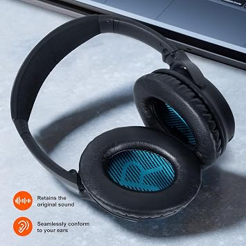 Aurivor Bose QuietComfort QC 15 25 35 35ii Replacement ear pad for 2 headphones, replacement pad for Bose QC-15 QC-25 QC-35ii QC-2 SoundLink SoundTrue Around-Ear II AE2 headset