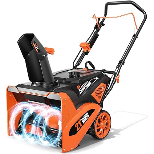 Gas Snow Blower 21-Inch Single-Stage Snow Thrower, 212cc Engine Snow Blower Gas Powered with 35ft Throw Distance, Snow Cleaner with 180° Adjustable Chute for Driveways & Sidewalks, Recoil Start