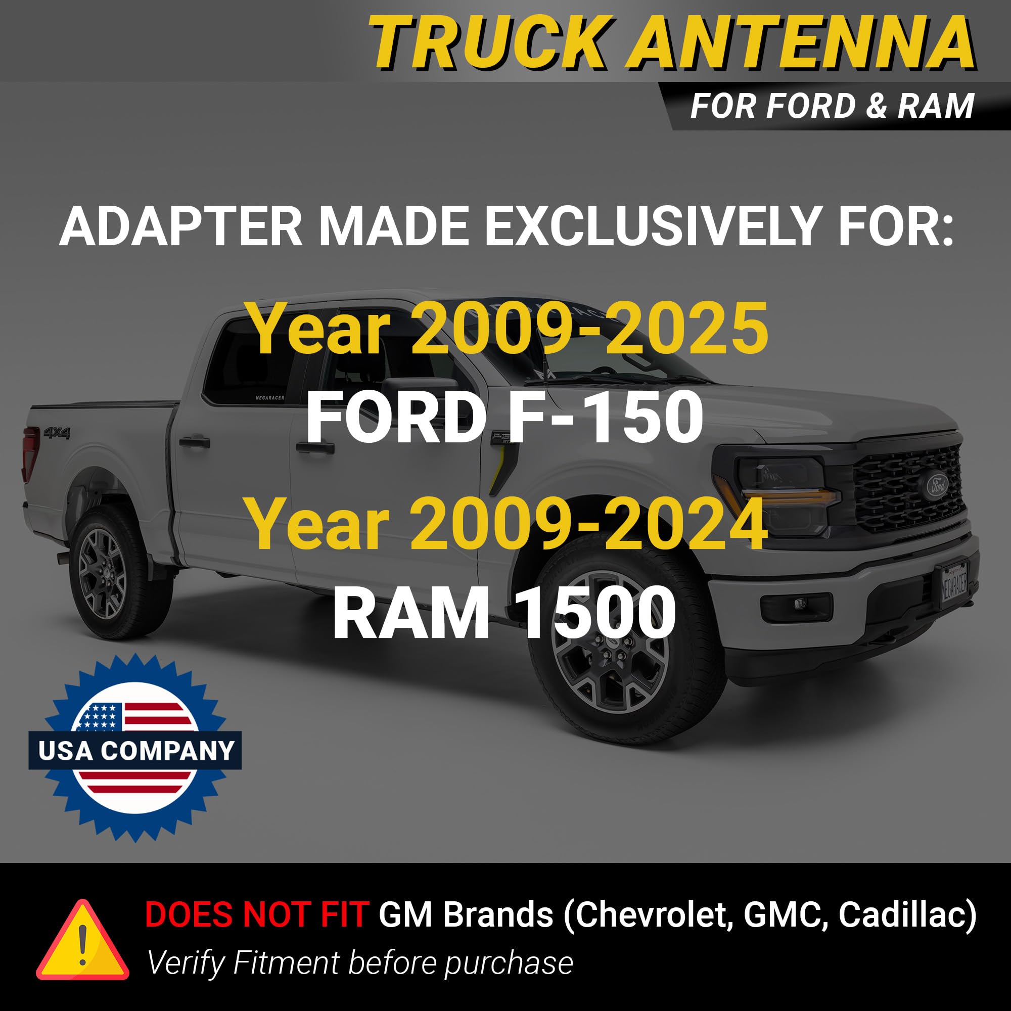 Carbon Fiber Truck Antenna | Compatible with F150 (Year 2009-2025) | RAM 1500 (2009-2024) | Short Car Audio & Video Antennas | Small F150 Antenna | Truck Accessories | Black 5 Inch