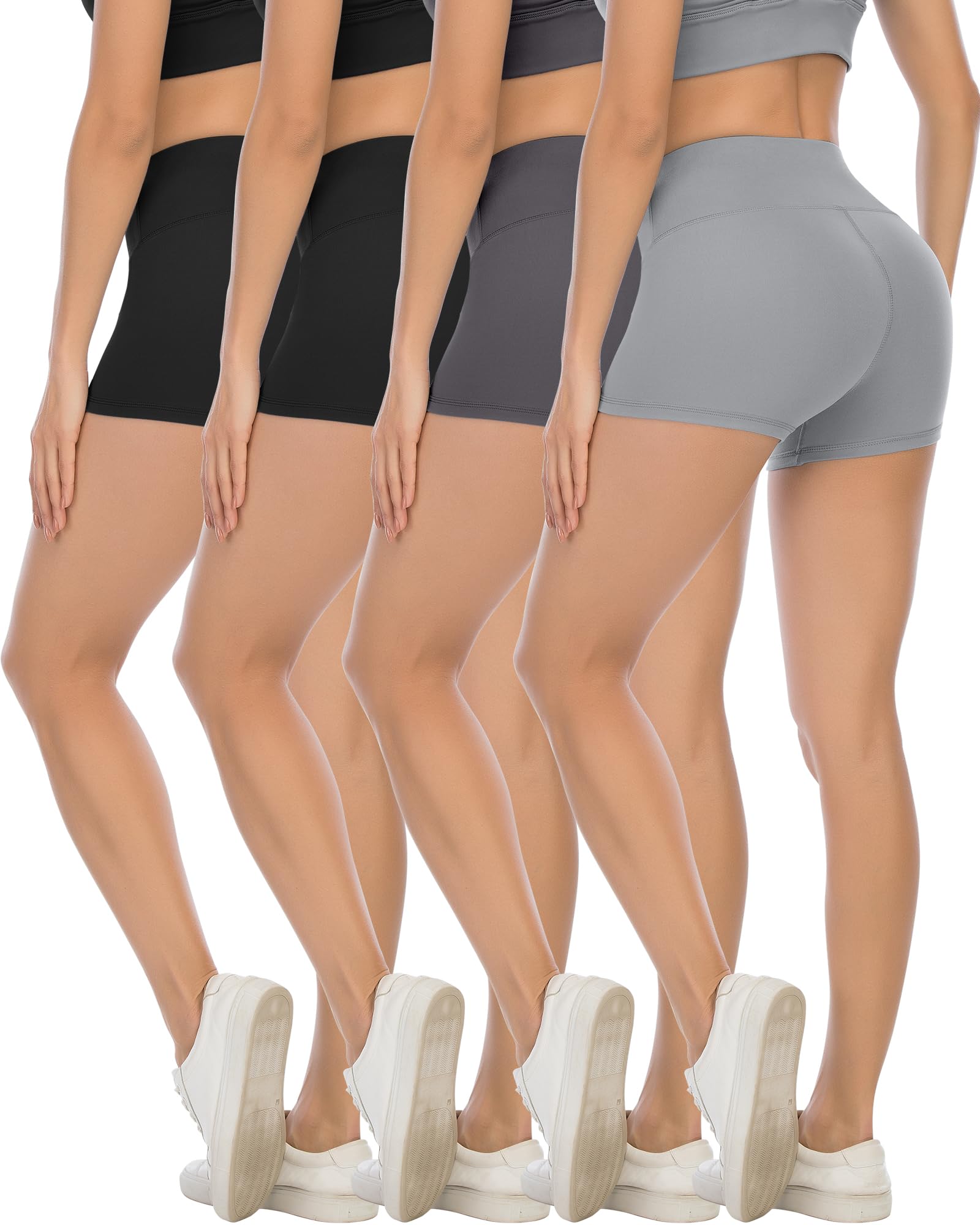 CHRLEISURE High Waisted Spandex Biker Shorts, Workout Booty Soft Yoga Shorts for Women