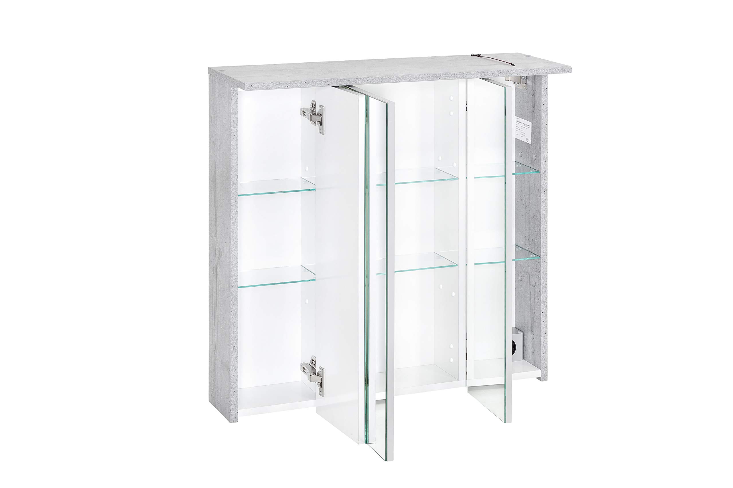 Schildmeyer 128522 - Armario con Espejo, 70,5 x 16 x 72,3 cm, Color Gris Piedra