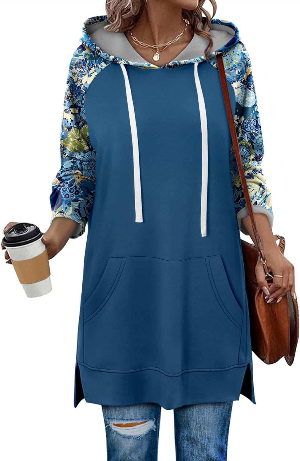 KISSMODA Women Hoodies Dress Long Sweatshirts Dress Raglan Sleeves Oversized Sweatshirts with Pocket 2025 Fall Winter Trendy