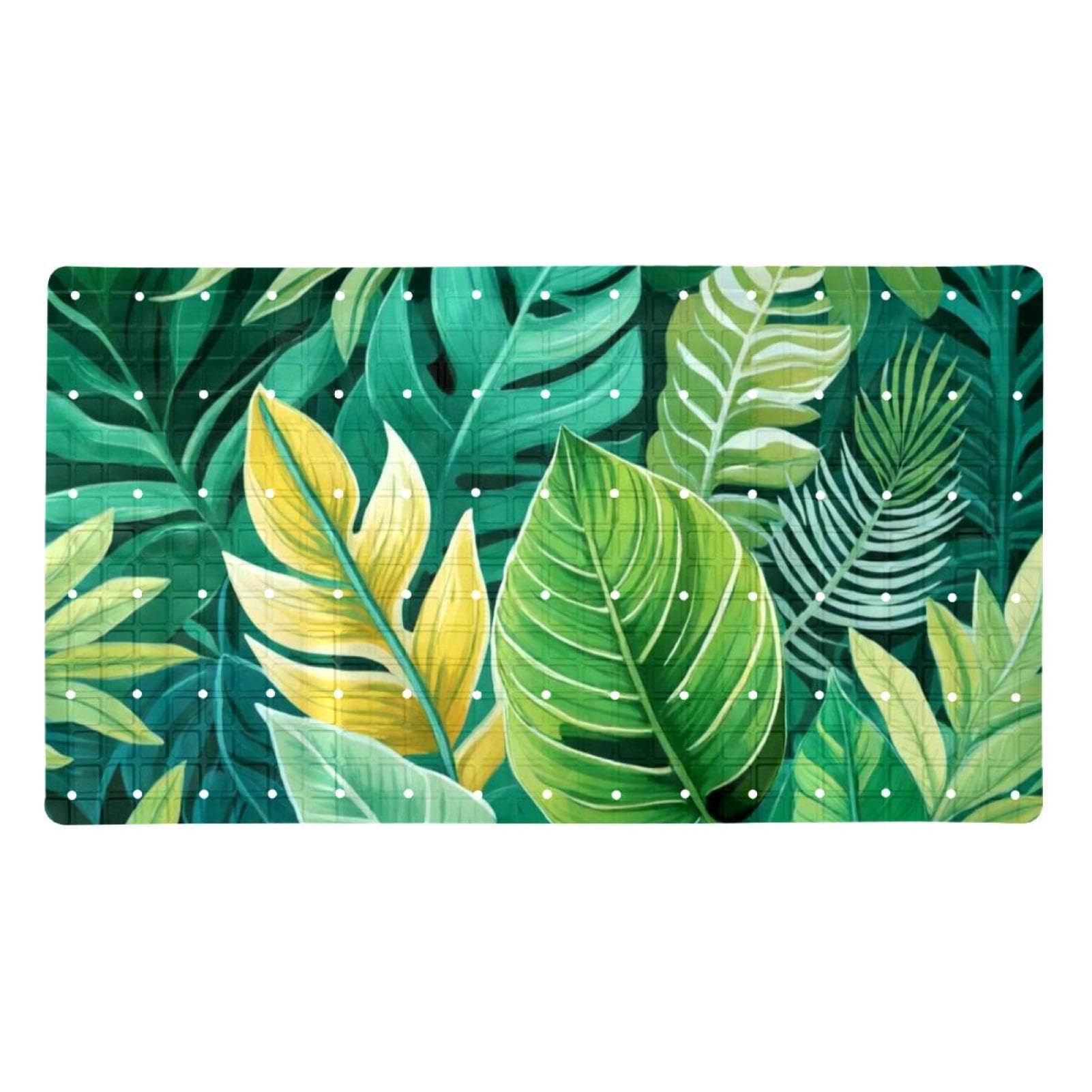 Tapis de bain d'été feuilles tropicales pour une décoration fraîche